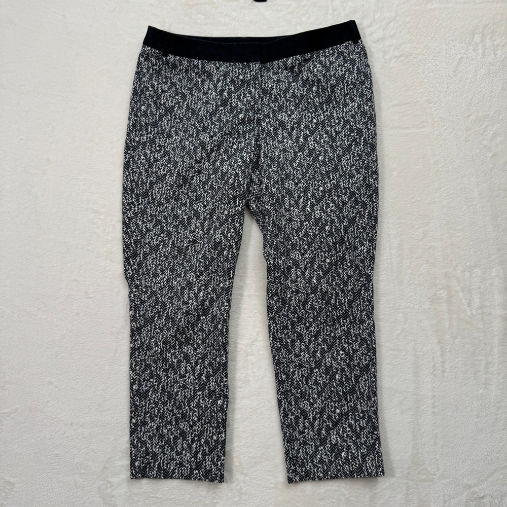 Express‎ Dress Pants Womens 12R Black White Editor Herringbone Straight Mid Rise